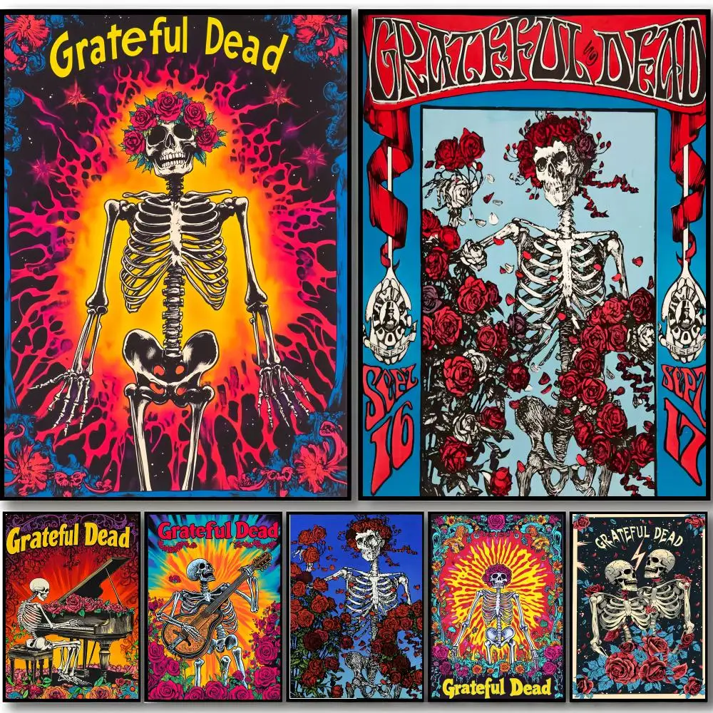Legendary American Rock Band G-Grateful D-Dead Poster HD art sticky wall waterproof home bedroom bar aesthetic decoration