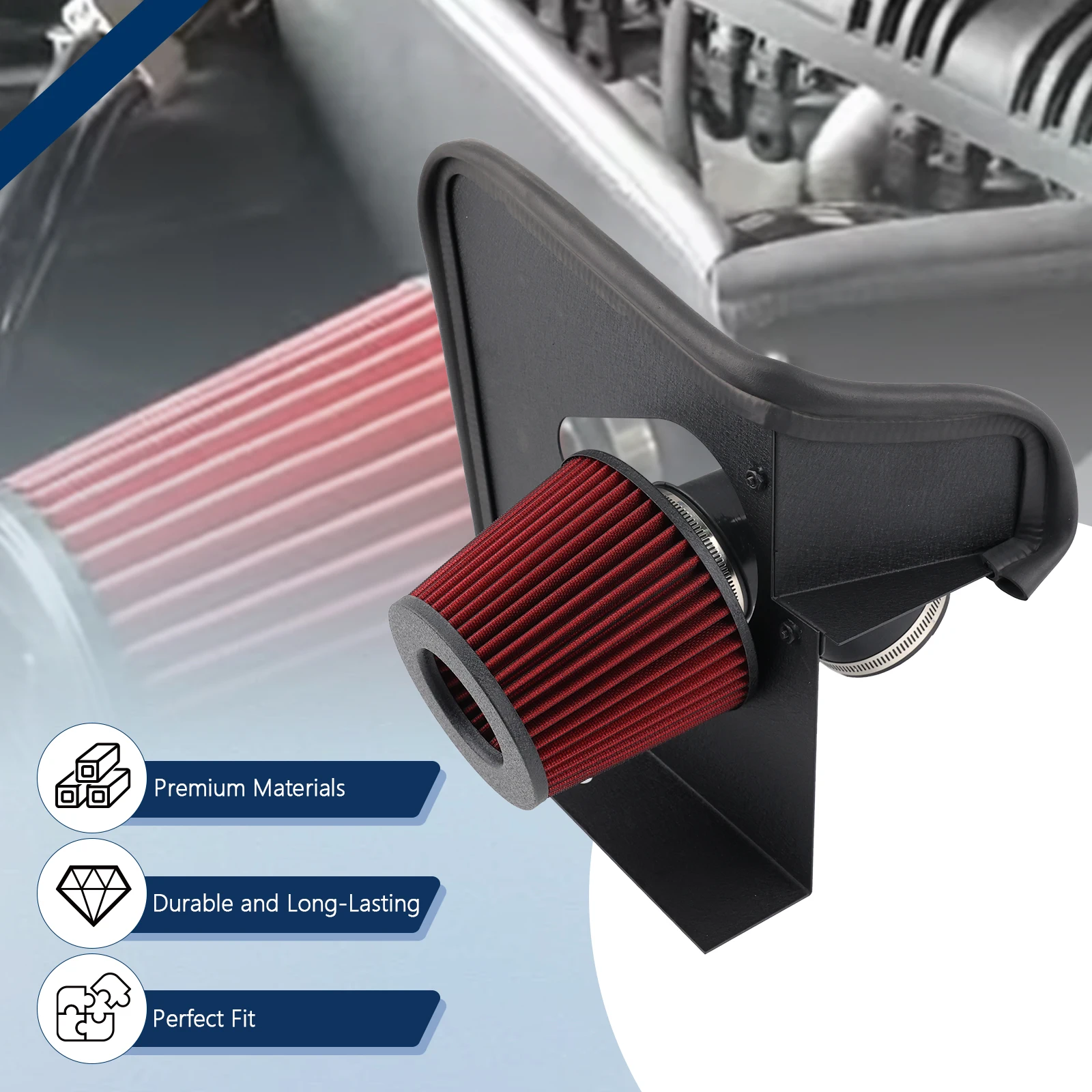 

Performance Cold Air Intake System for 2008-2016 Audi A4 A5 B8/B8.5 1.8T 2.0T Quattro All-Road, Aluminum Kit