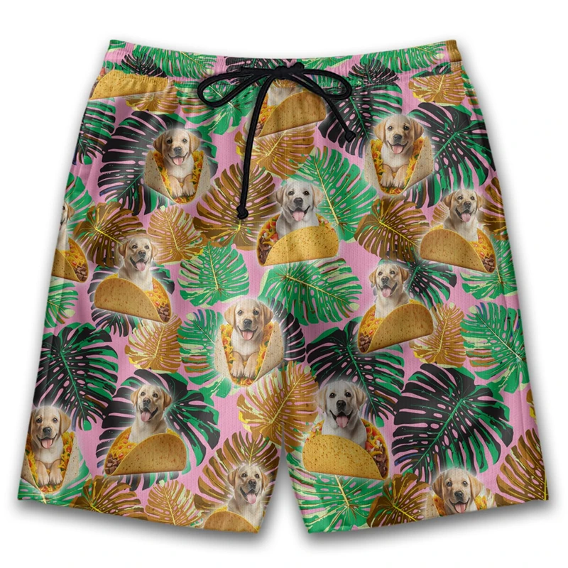 Mexico Burrito Pet Dogs Graphic Short Pants For Men Clothes Delicious Taco Beach Shorts Hawaii Party Chicken Roll  Board Shorts