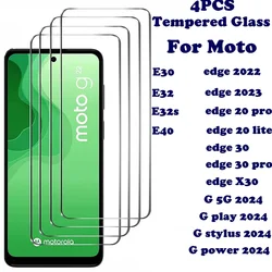 4PCS Tempered Glass on For Motorola Edge 20 Lite E30 E32S E40 E32 Screen Protector for Motorola Stylus Power 5G G Play 2024 MOTO