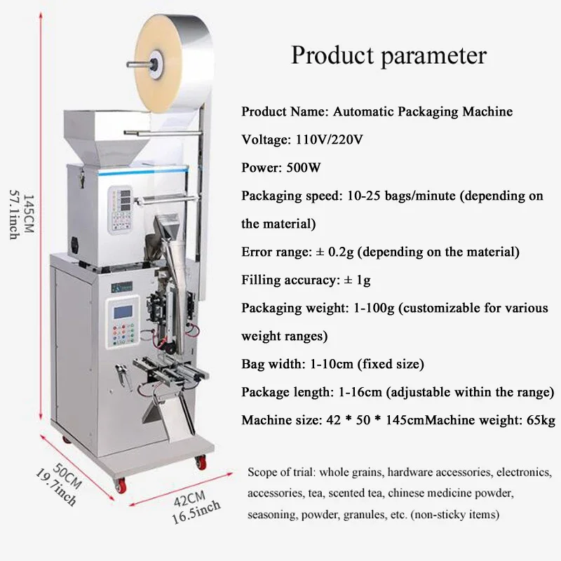 Small Fill Seal Tea Bag Machine Coffee Powder Filling Sealing Packing Machine for Powder Detergents Packaging Commercial