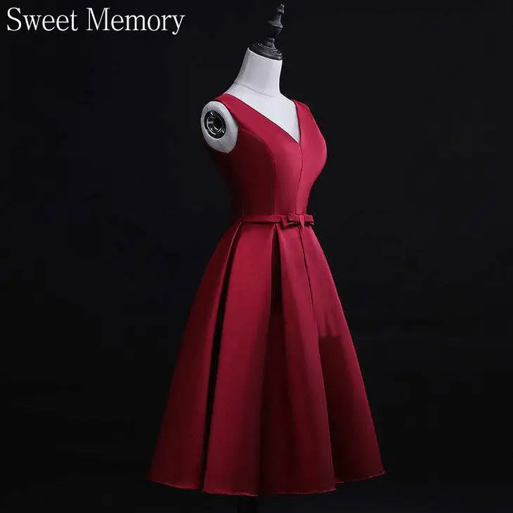 F280 White Wine Red Black Evening Dresses Prom Gown Sexy Women V-Neck Sleeveless Lace Up Simple Wedding Party Dress