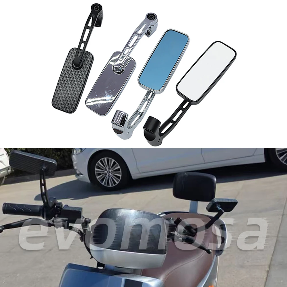 

1 Pair Motorbike Universal Accessories Black/Carbon Fiber Modified 8/10mm Thread Mirror Retro Motorcycle Side Rectangle Mirror