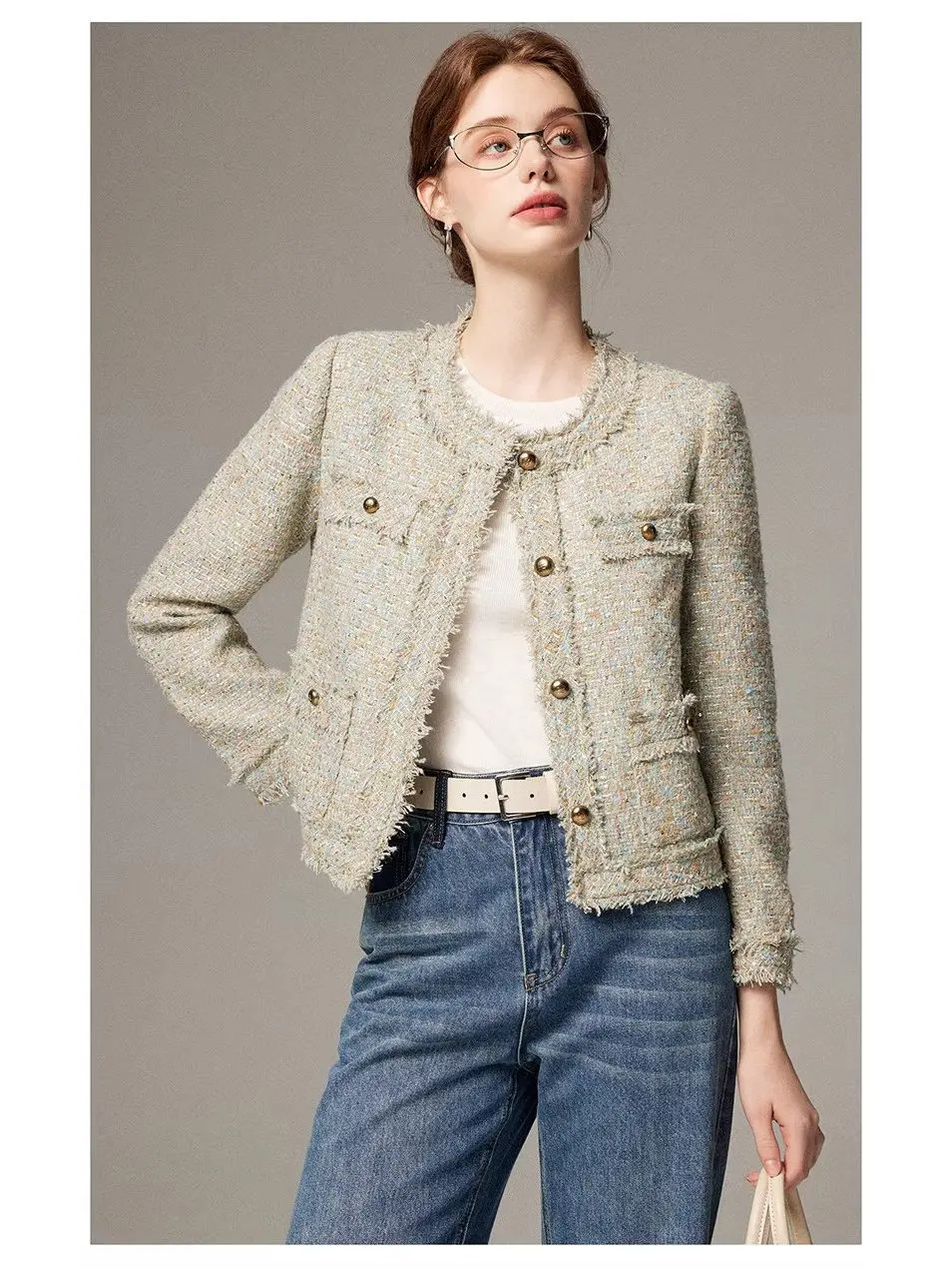 

Sweet Soft Wind Single Button Open Cardigan Top New Style Cozy Tweed Casual Outerwear Women's Fashion Winter Warm Short Coat