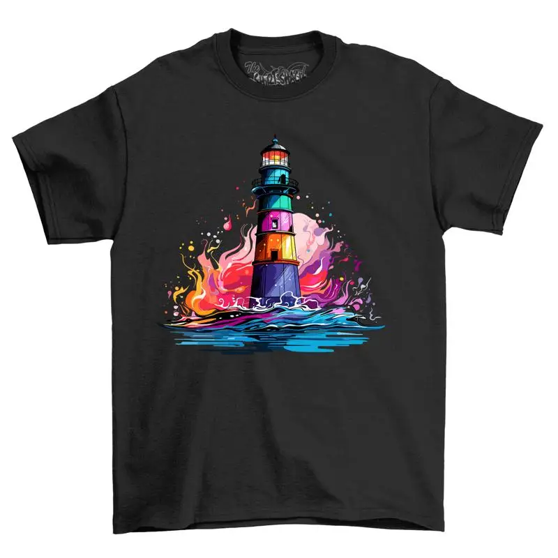 Ocean Light House Paint Drip Design T shirt Funny and Artsy De