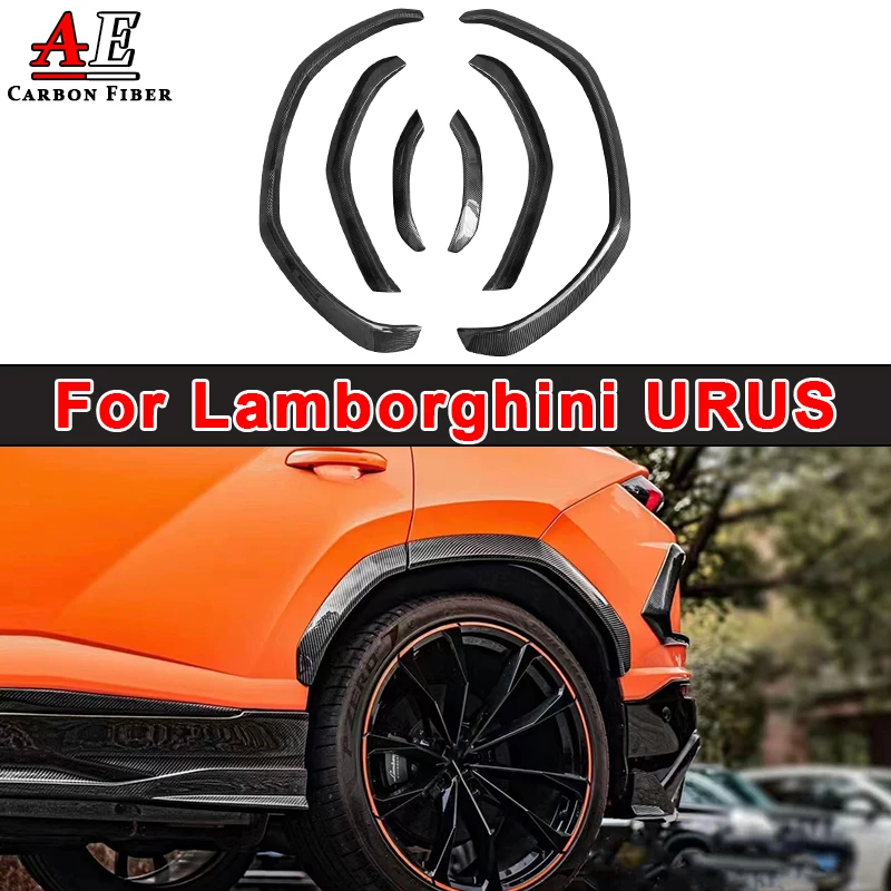 Carbon Fiber Side Spats Wheel Arch Trim Lip Strip Mud Flaps For Lamborghini URUS Wheel Eyebrow Arch Fender Flares Cover Body Kit