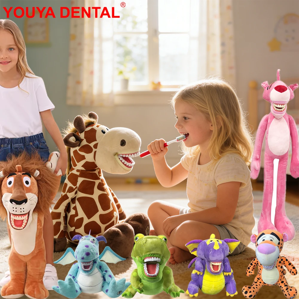 

Large Dental Plush Toys With Teeth Model Toothbrush For Kids Chlid Stuffed Animals Dinosaur Giraffe Cute Soft Doll Dentist Gifts