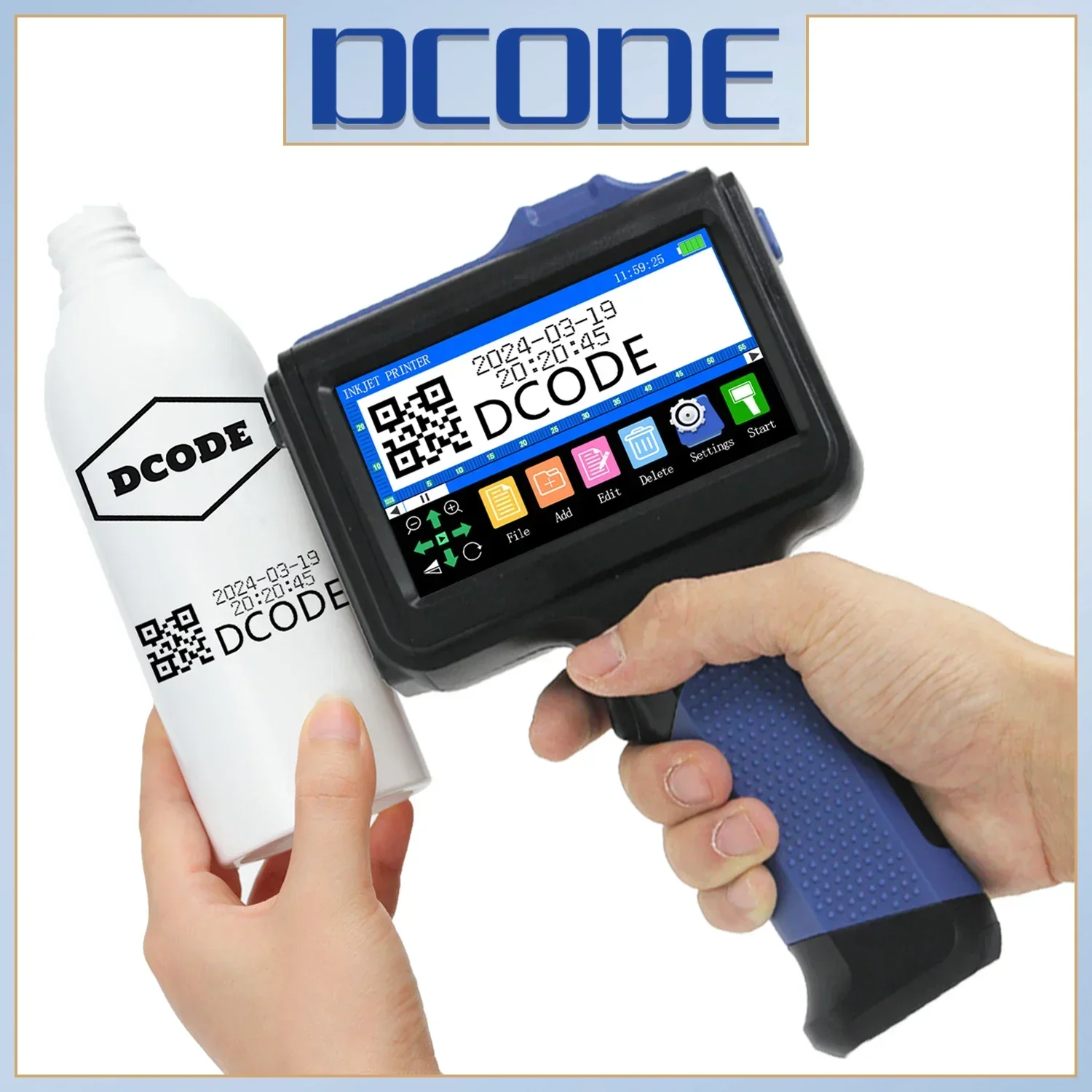 

Портативный принтер DCODE 1790PLUS 12,7 мм, ручной струйный принтер, текстовый QR-штрих-код, номер партии, логотип, изображение, дата, печатная машина