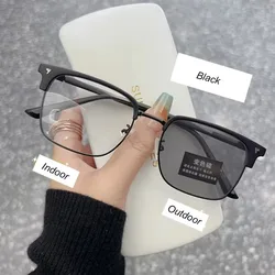 Anti Blue Light Glasses Men's Photochromic Half Frame Colored Glasses Man Eye Protection Ultra Light Eyepiece Computer Goggles