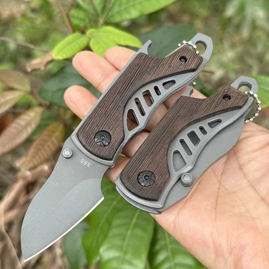 Defense Small X65 X48 Folding Pocket Knife 5Cr13Mov Blade Walnut Handle Outdoor Utility Tactical Knife Camping Hunting EDC Tool