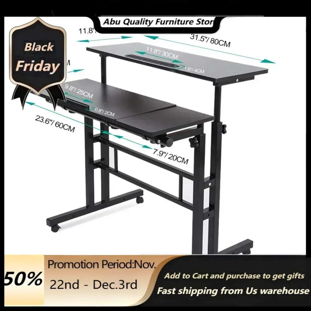 

Computer Desk, Stand Up Adjustable Multifunctional Computer Desk for Office Home Bedroom Living Room, Computer Table