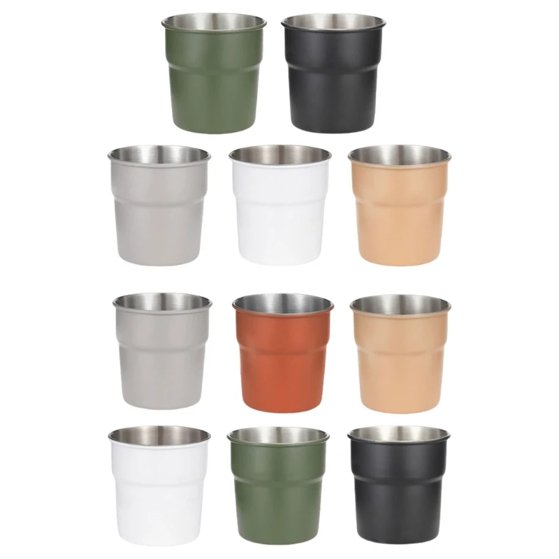 

Y1UB 5/6pcs 300ml Beer Wine Cups Stackable Camping Cup Stainless Steels Drinking Cup Tableware Teas Coffee Milk Beer Mug