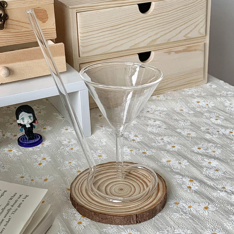 Creative And Quirky Glass Cup Spiral Straw Milk Cup Cocktail Cup High Aesthetic Value
