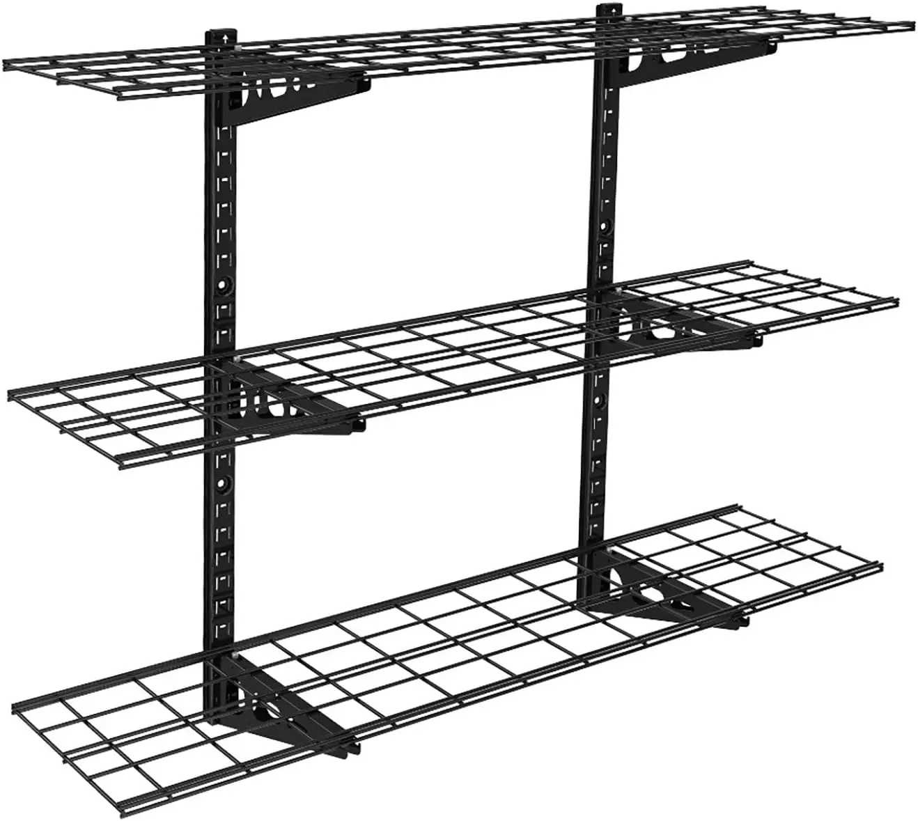 

3-Tier 1x4ft Garage Storage Wall Shelving 12-inch-by-48-inch per shelf Height adjustable Floating Shelves (Black)