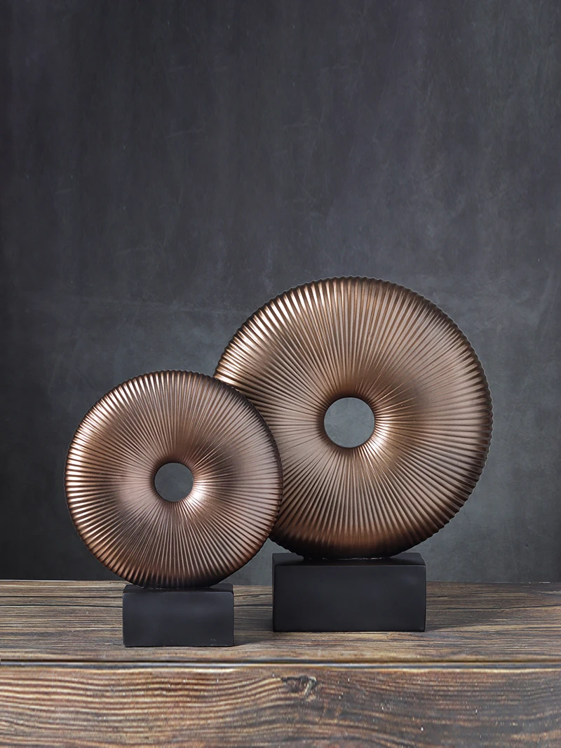 Retro Aged Resin Craftwork Zen Style round Ring Wall Home Decor Sample Room Soft Decoration Living Room Study Desktop Display