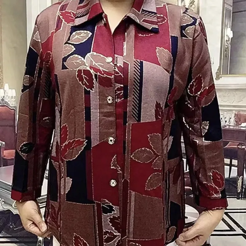 

Новый весенне-осенний стиль, модная нишевая кардиган-рубашка с длинными рукавами для среднего и пожилого возраста в стиле ретро