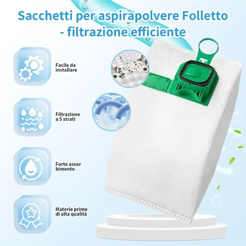 A44T 10PCS Replacement Disposable Dust Bag Kit For Vorwerk VK140/ VK150/FP140/FP150 Upright Vacuum Cleaner Accessories Kit