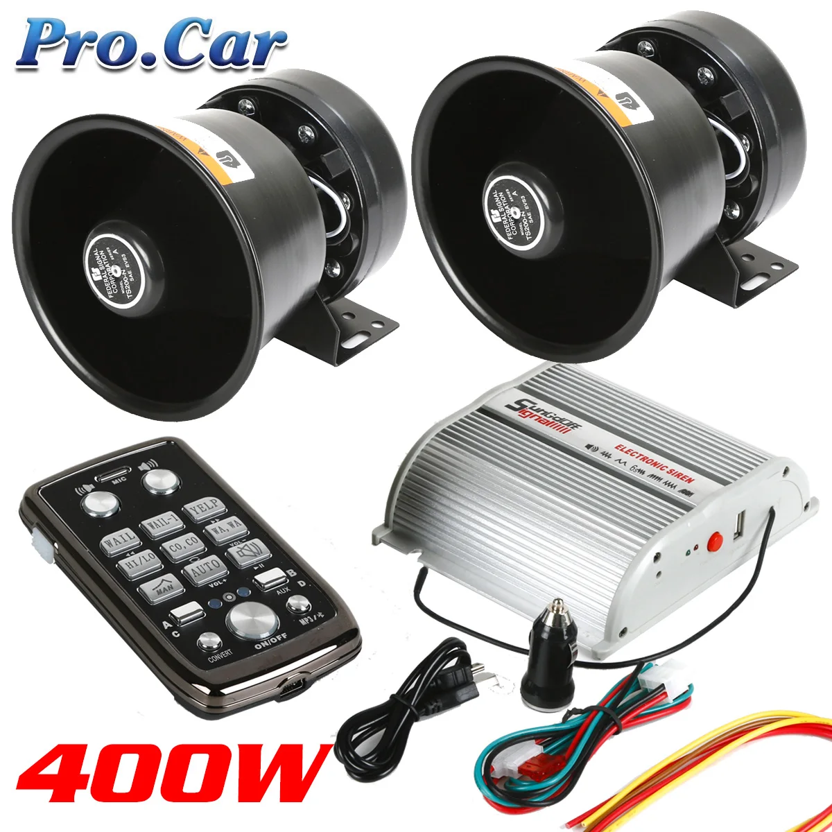 400W Multi-tone Car Siren Auto Warning Police Siren Horn Ambulance Emergency Electronic Horn With Bluetooth Function