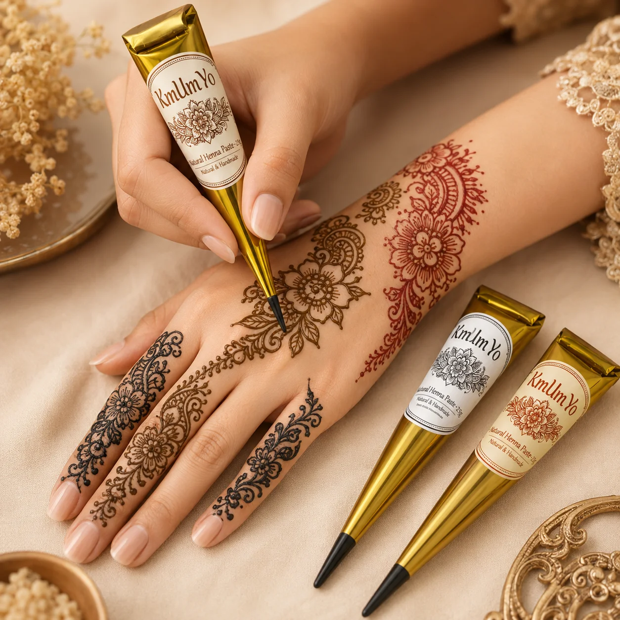1/3 peças de henna, marrom, preto, vermelho, henna temporária, henna semipermanente, arte com henna