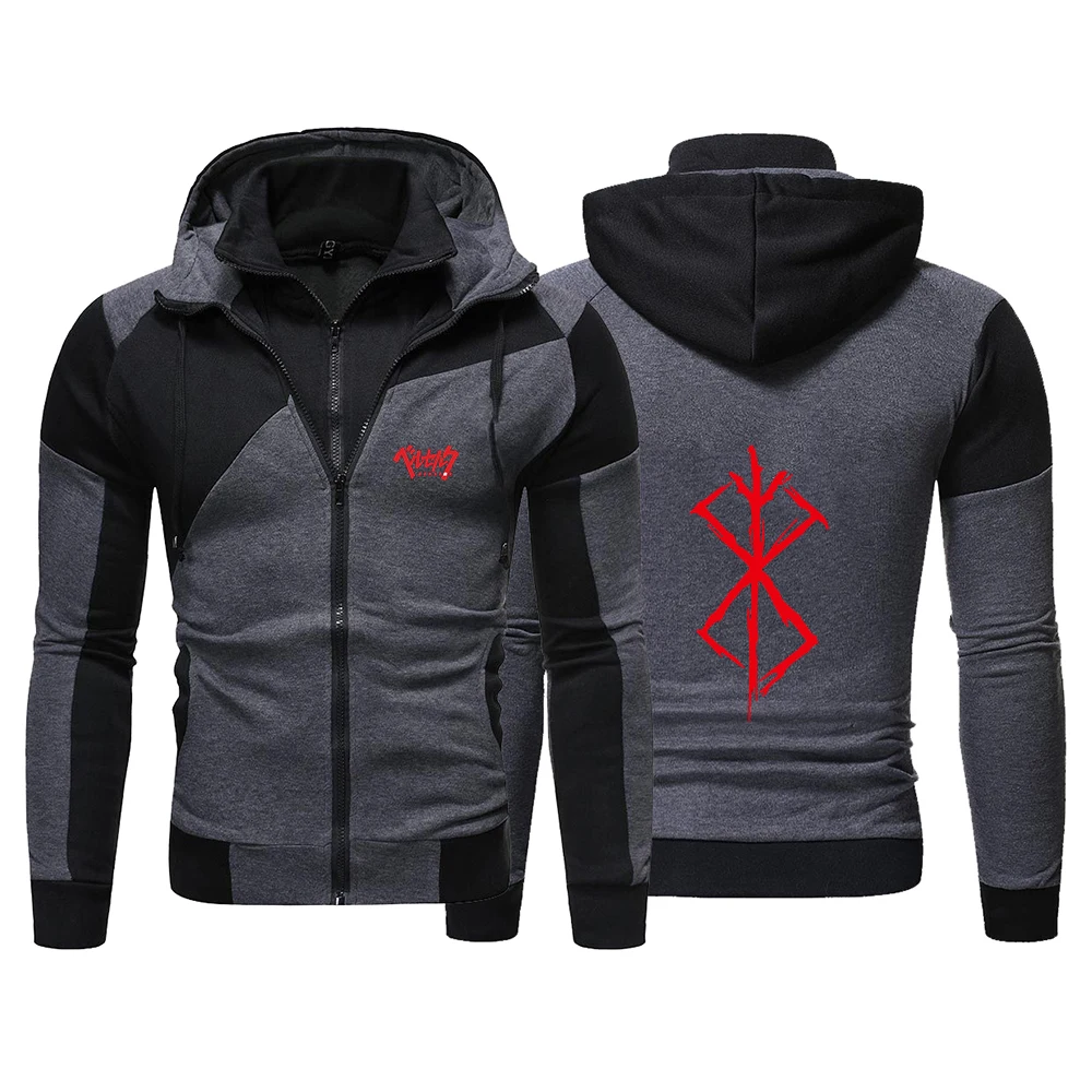 

2025 Japan Anime Printing New Men Spring And Autumn Hip Hop Color Matching Zipper Hooded Comfortable Casual Tops