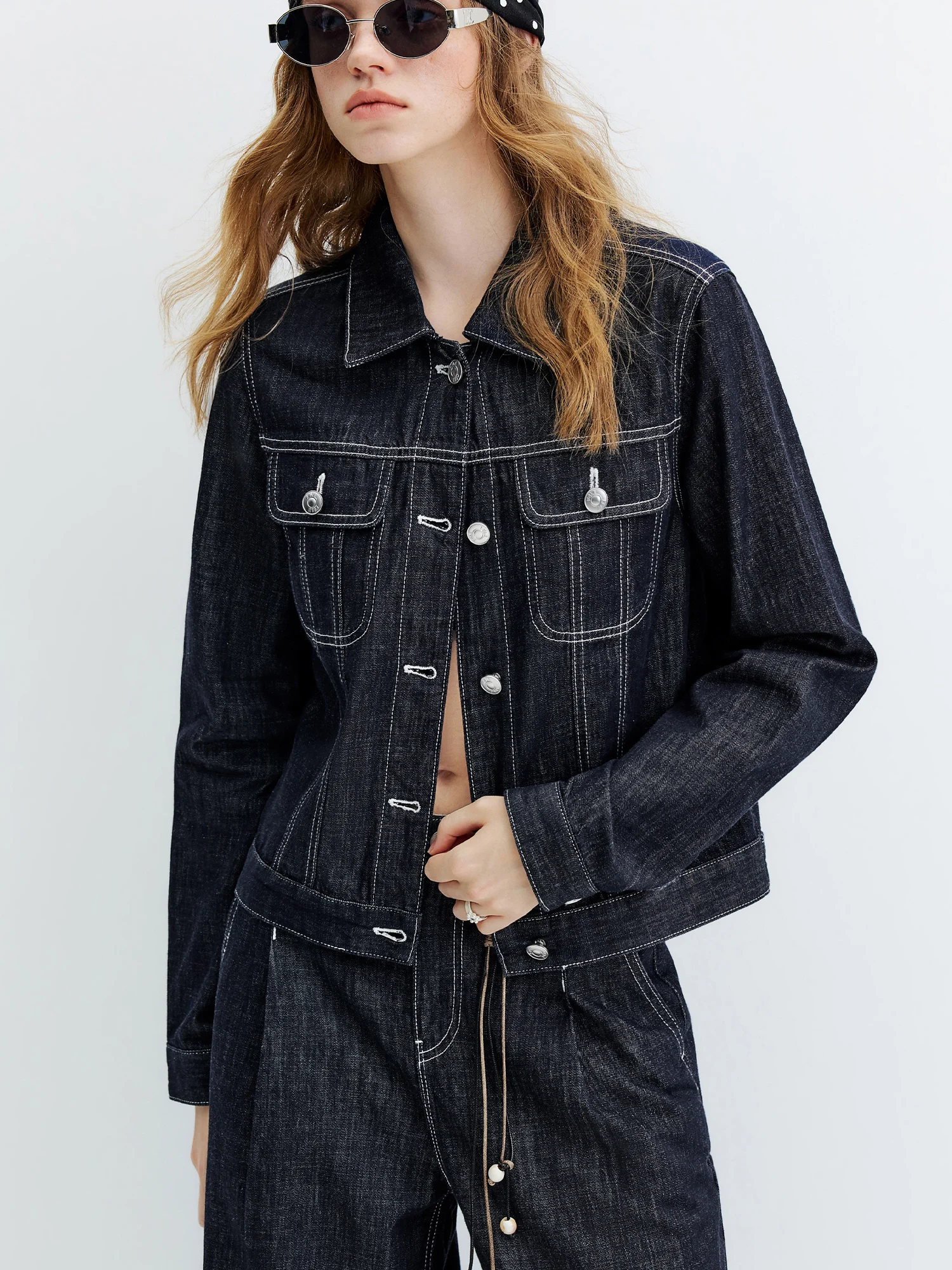 FSLE【Premium Series】Vintage Y2K Denim Jacket Jeans Set Slim Trucker Coat Straight Leg Jeans Co-ord for Retro Street Chic Style 96 S0592692ee1c34c9983500360e776b51cp