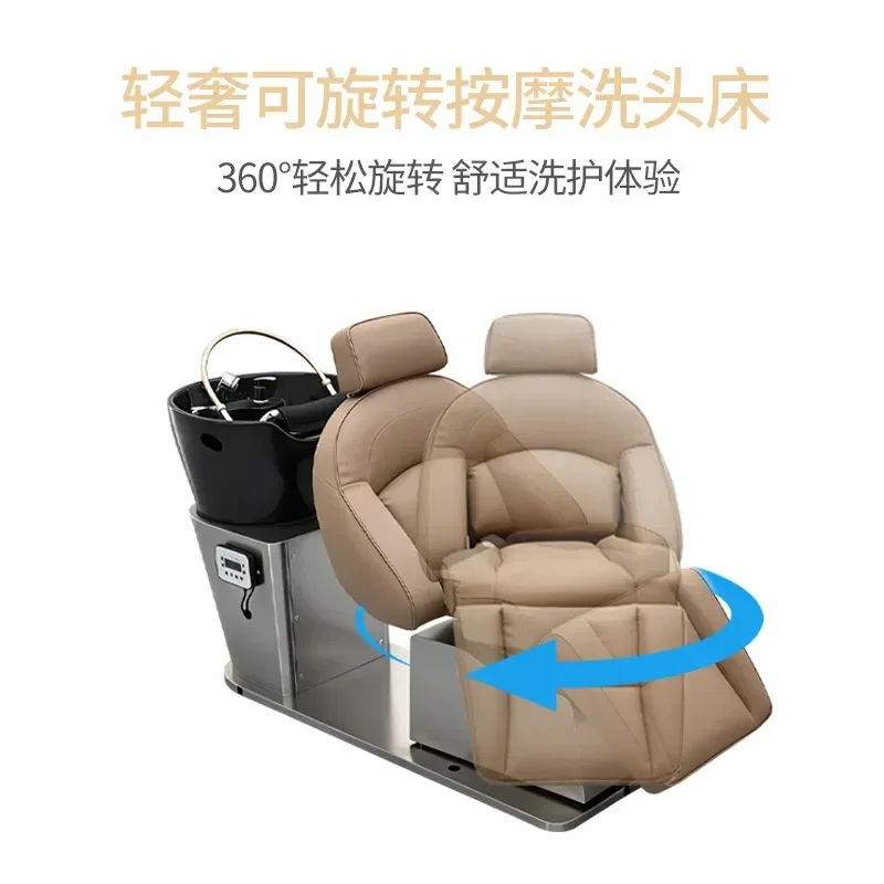 Electric Shampoo Bed Semi Reclining Wash Basin Chair with Ceramic Sink for Hair Beauty Spa