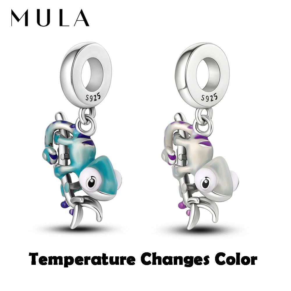 Mula 925 prata esterlina adorável bonito camaleão charme pingente para pulseiras diy feminino de alta qualidade personalizado jóias finas
