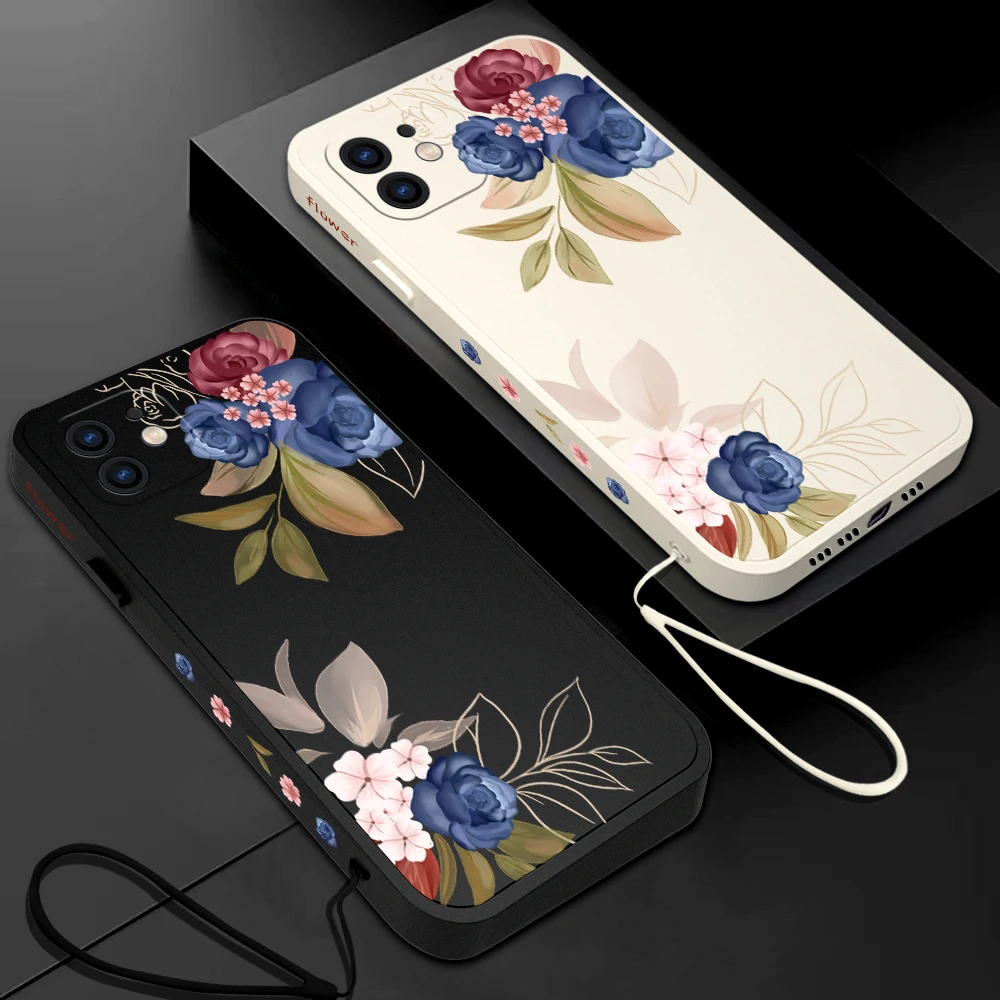 

Black Flowe Phone Case For Huawei P50 P40 P30 P20 Nova 9 9SE 8 8i Mate 40 30 20 Pro Lite P Smart 2021 Y7A Cover