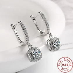 2CT Moissanite Hoop Earring for Women Lab Created Diamond 925 Sterling Silver Dainty Dangle Fine Jewelry Gifts