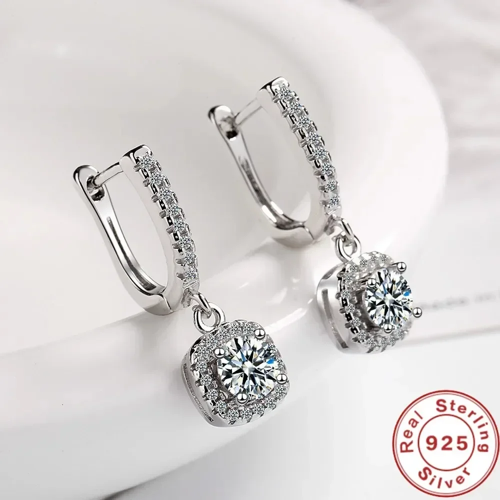 2CT Moissanite Hoop Earring for Women Lab Created Diamond 925 Sterling Silver Dainty Dangle Fine Jewelry Gifts