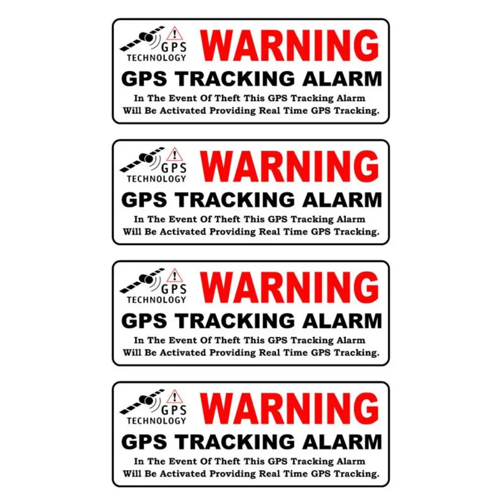 4Pcs GPS Warning Sticker Red&Black Car Window Anti Theft Decal 10*4cm Waterproof Vehicle GPS TRACKING ALARM Security Sticker