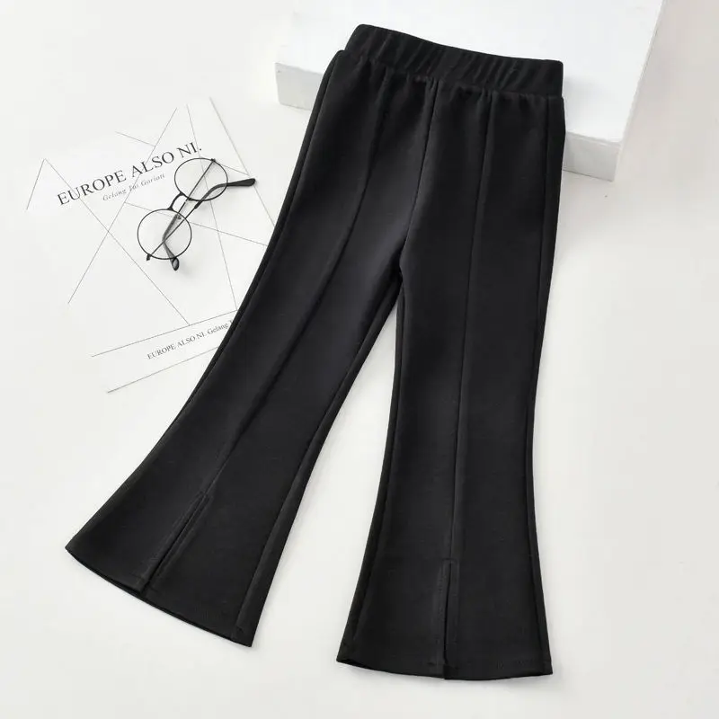 Girl's Slim Flare Bell-Bottom Pants - Lightweight Spring Autumn Casual Stylish Long Johns for Tweens, Plus Size Kids