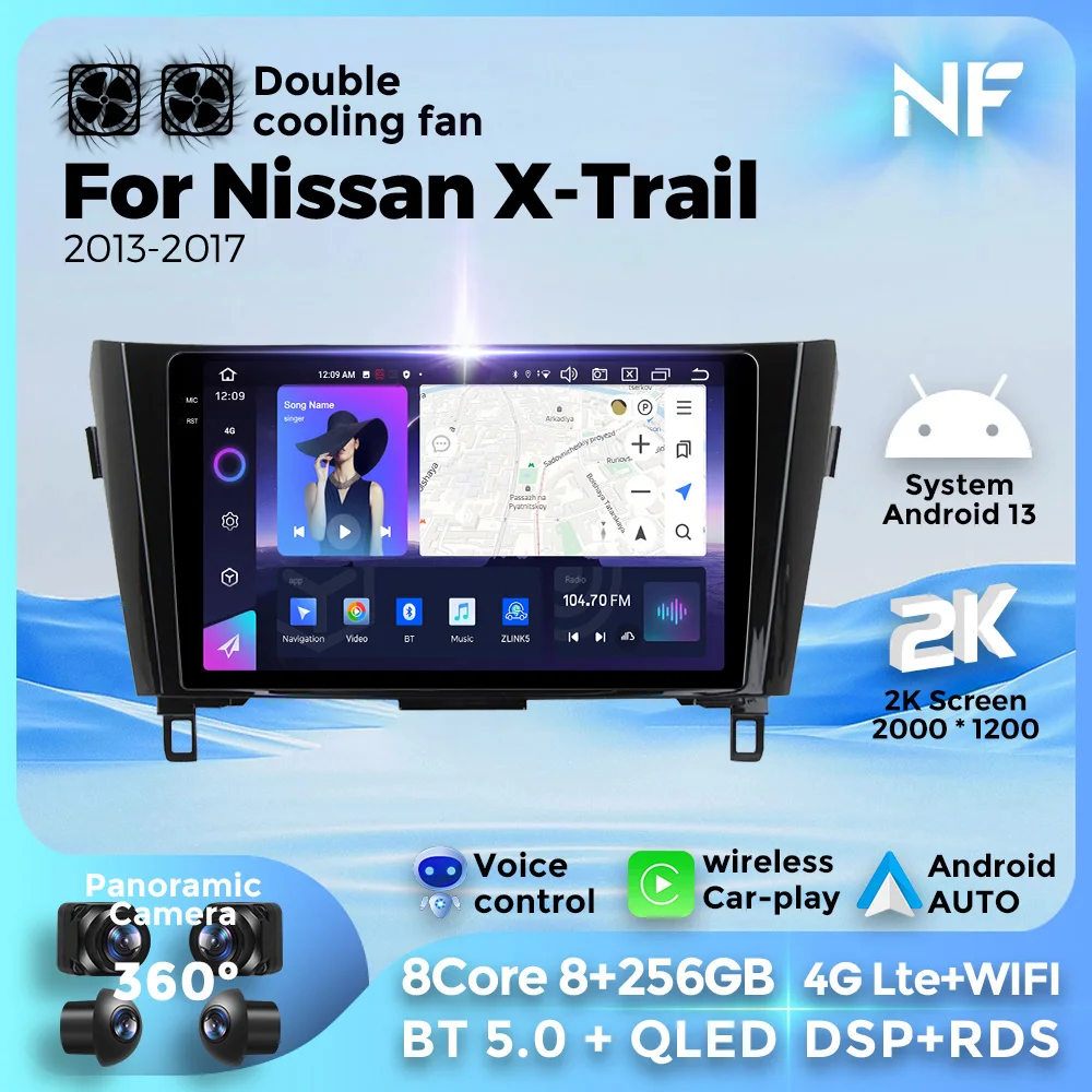 

10-дюймовый автомобильный мультимедийный плеер BT для Nissan Qashqai J11 X-Trail 3 T32 2013-2017 4G WIFI 2dinWireless CarPlay Android Авторадио