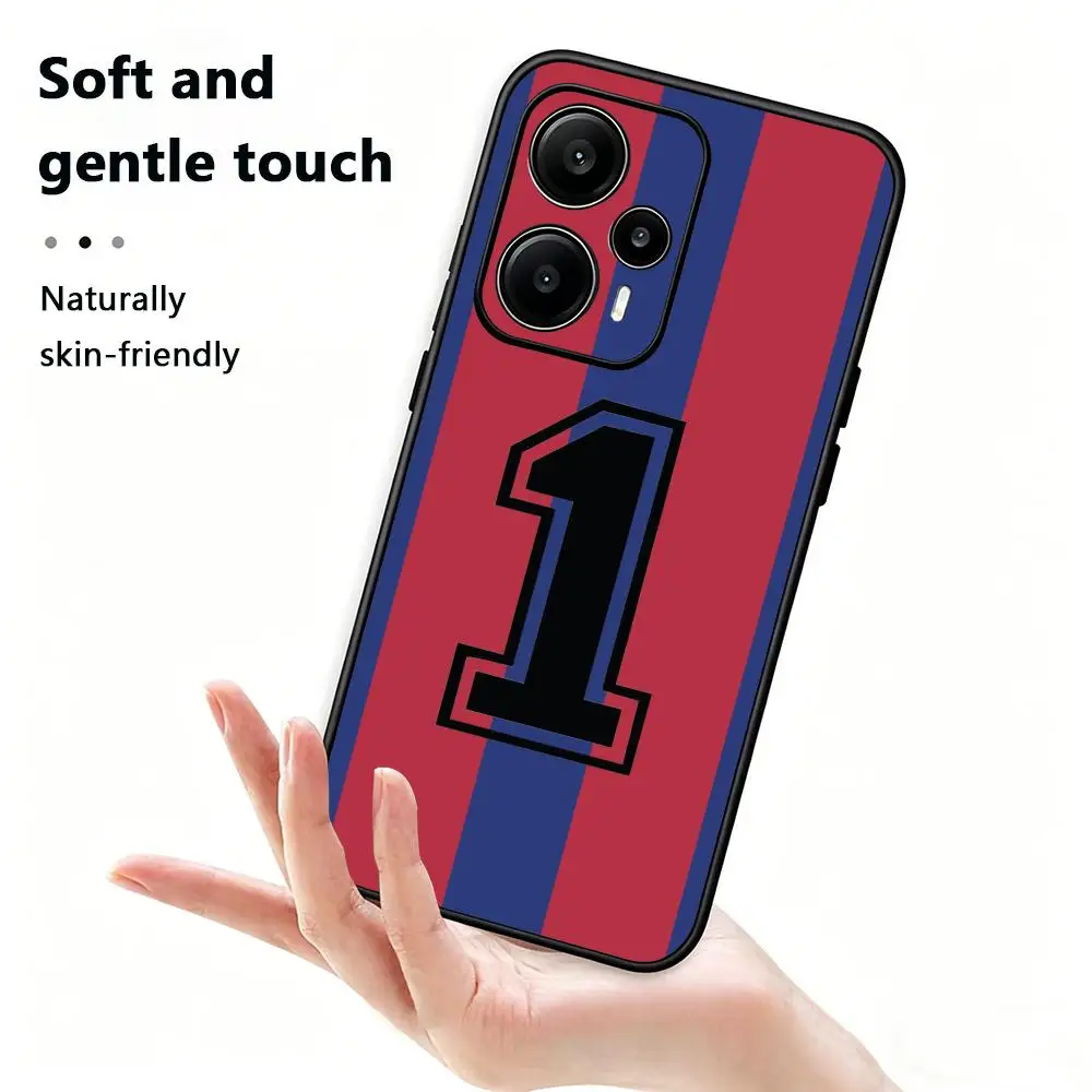 Funda de Teléfono con el Número de Fútbol F-FC B-Ba-rce-lonas para Xiaomi Redmi Note 14 13 12 11 Pro Plus S 5G 14C A3, Funda Protectora Negra Suave
