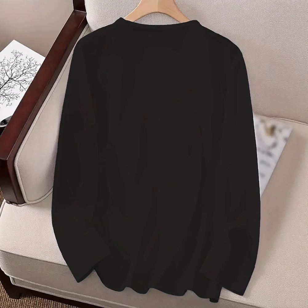 بلايز كاجوال بأكمام طويلة للنساء مع تصميم مطبوع عليه حروف قابل للتمدد 50% بوليستر 50% مادة سباندكس مناسبة مريحة #3