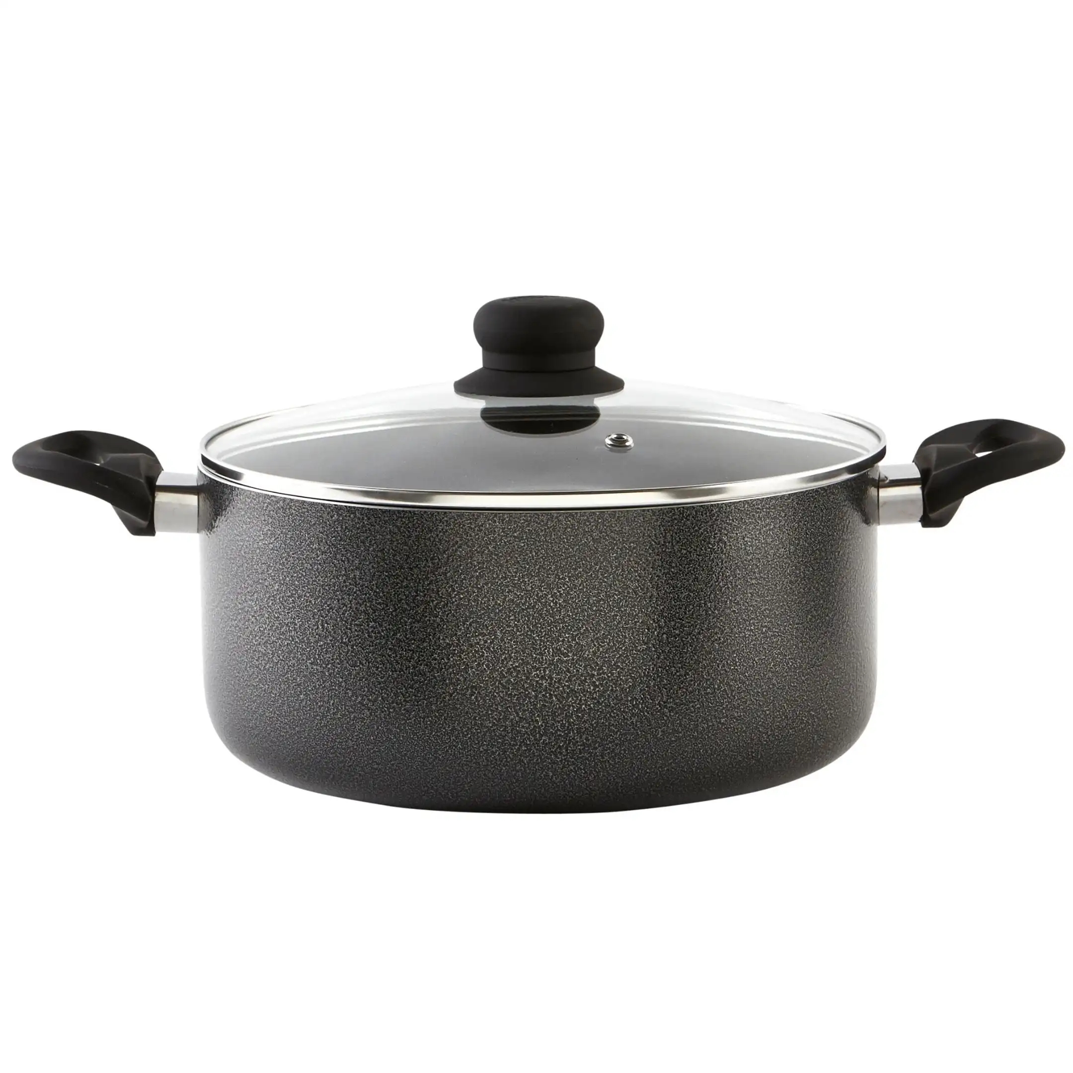 10 Quart Aluminum Nonstick Charcoal Exterior Stockpot with Glass Lid and Steam Vent