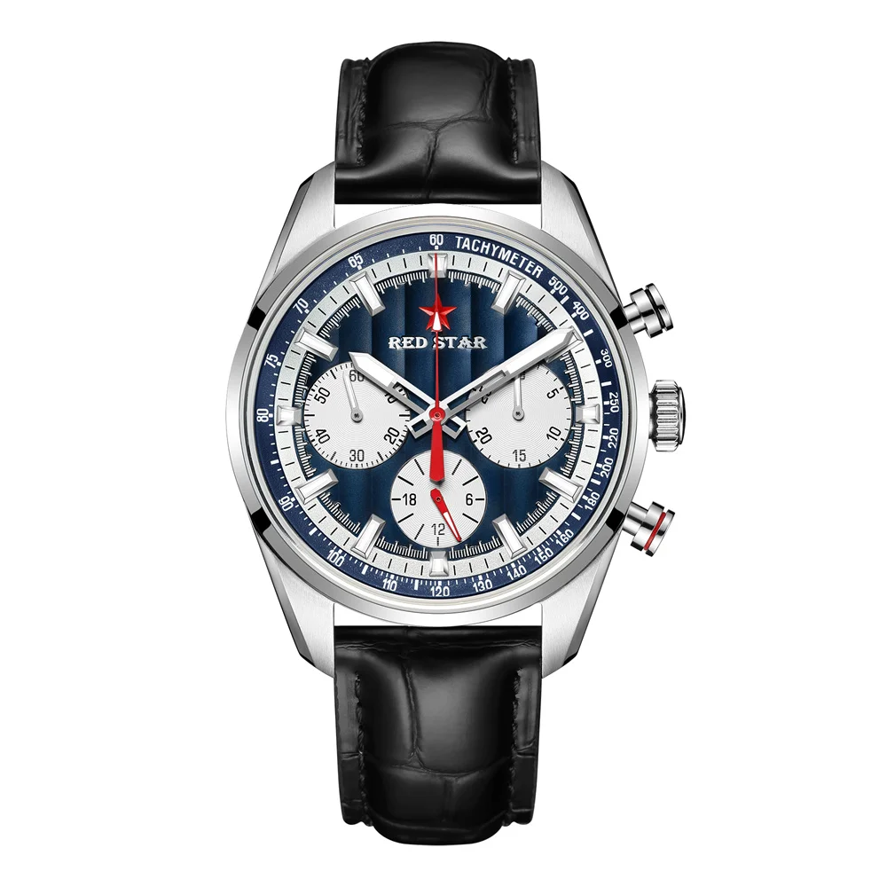 

SEAKOSS RED STAR Pilots Chronograph Men 1963 ST1901 Hand Winding Movement Sport Mens Mechanical Wrist Watches Super Luminous