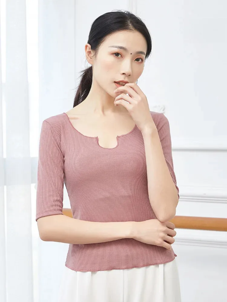 top-de-danca-de-bale-slim-fit-com-gola-quadrada-para-mulheres-camisa-de-manga-comprida-de-cor-solida-para-show-de-palco-ensaio-e-pratica-diaria