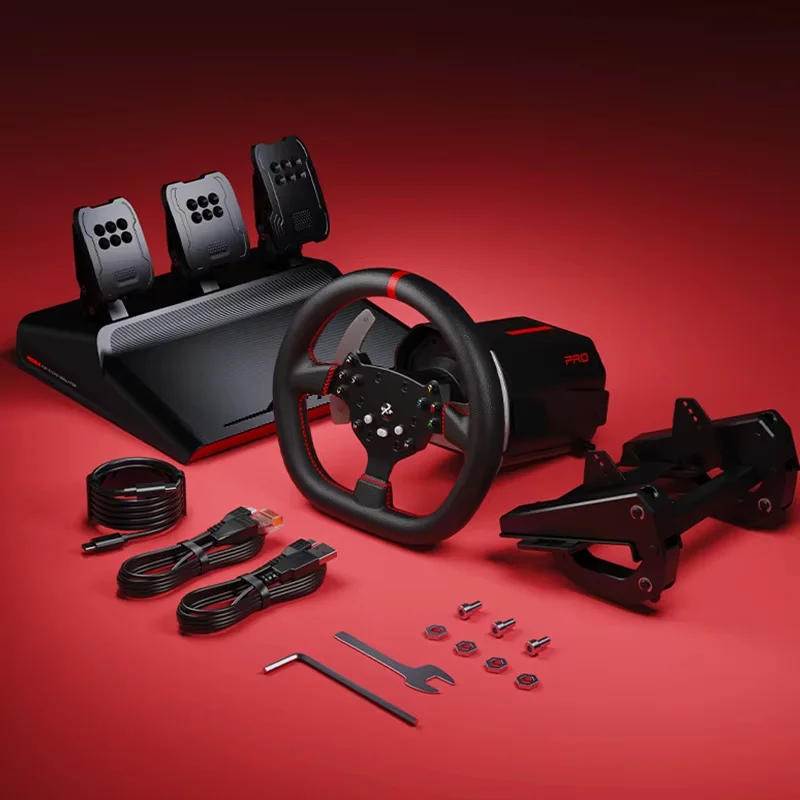 V10 Pro 3,2 Nm tracción directa volante de carreras fuerza comentarios volante para juegos Hall pedales magnéticos controlador de juegos enchufe de la UE