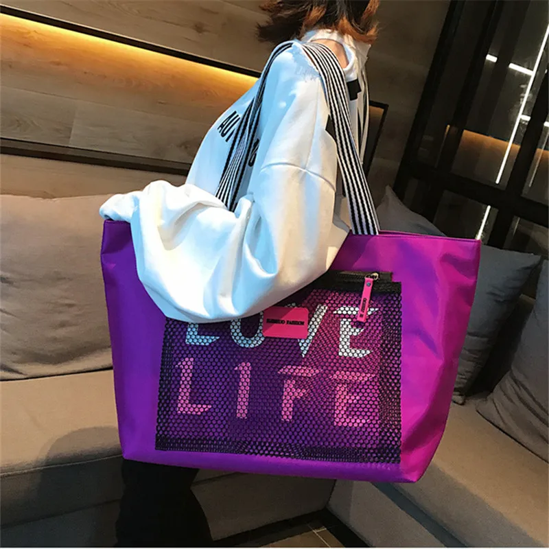 Letter Designer Women Bag Canvas Large Capacity Nylon Waterproof Tote Handbags For 2022 Trendy Female Travel Shoulder Beach Bags