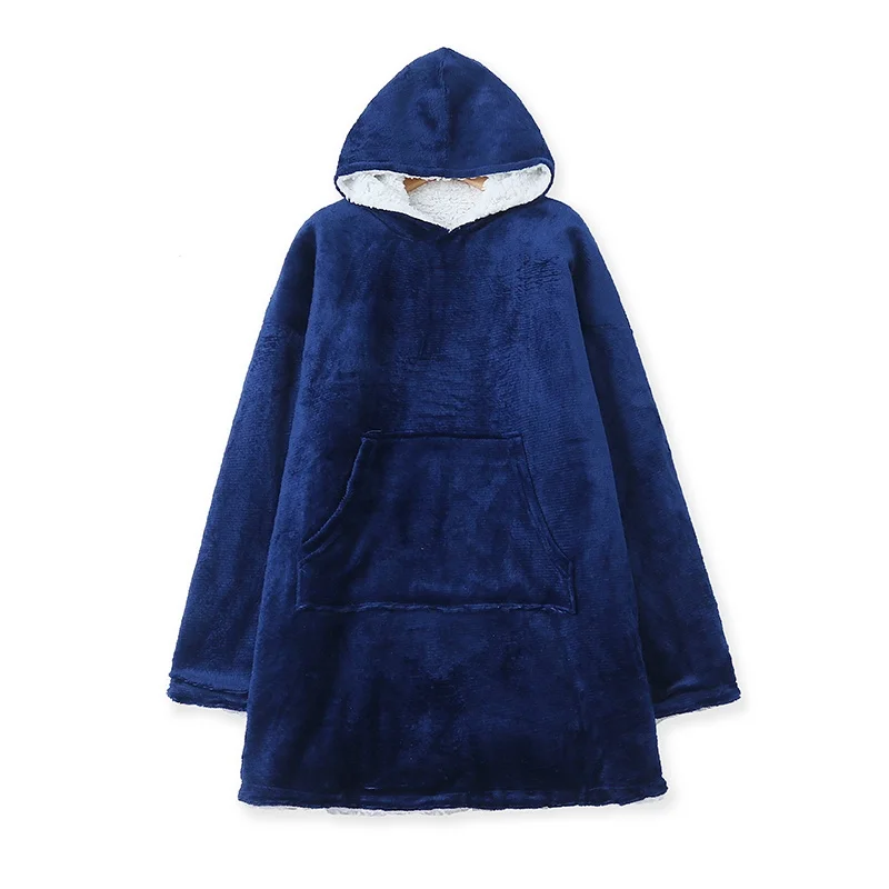 Lamb Fur Home Clothes Winter New Women's Medium Long Version Lazy Blanket Long Sleeve Hooded Fleece Shirt Casual Home Scenarios