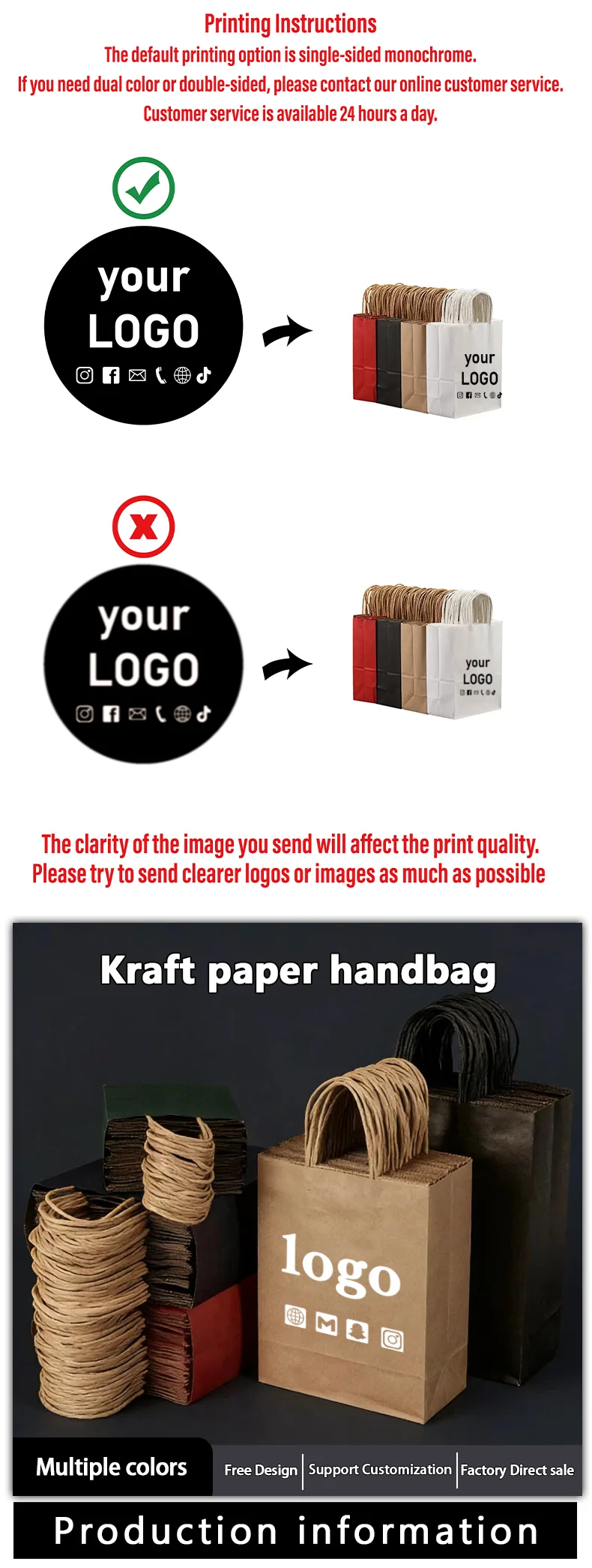 50 Stück Kraftpapierbeutel, Handtaschen, Milchtee-Takeaway-Beutel, Kosmetik- und Bekleidungsgeschäft-Geschenkverpackungsbeutel mit individuell bedrucktem Logo – Detail 1