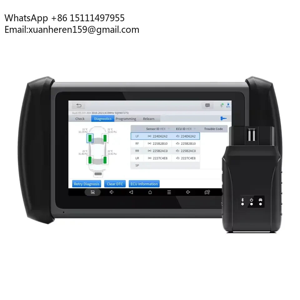 XTOOL InPlus IP819TP TPMS Programming Scanner Bluetooth Car Diagnostic Tools ECU Coding Key Programmer With 4 Metal TS100 Sensor