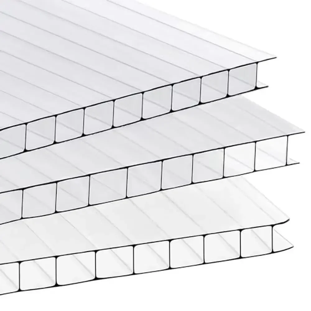 14 Pieces Clear Polycarbonate Roof Panels 4' x 2' x 0.32'' Twin-Wall Greenhouse Sheets Highly Durable Weatherproof Covers Plants