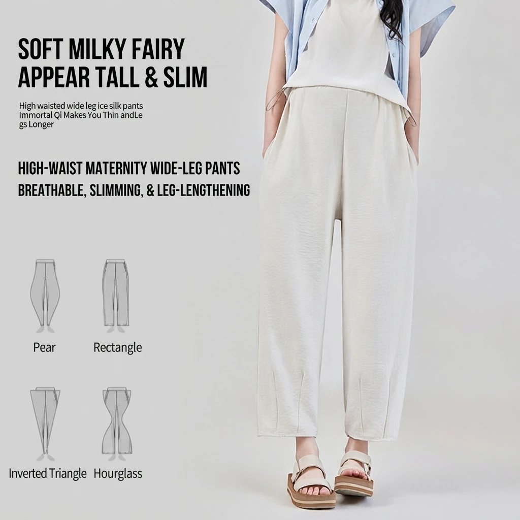 Maternity Pants Casual Loose Spring Summer Breathable Polyester Thin Comfortable Outer Wear for Pregnant Women
