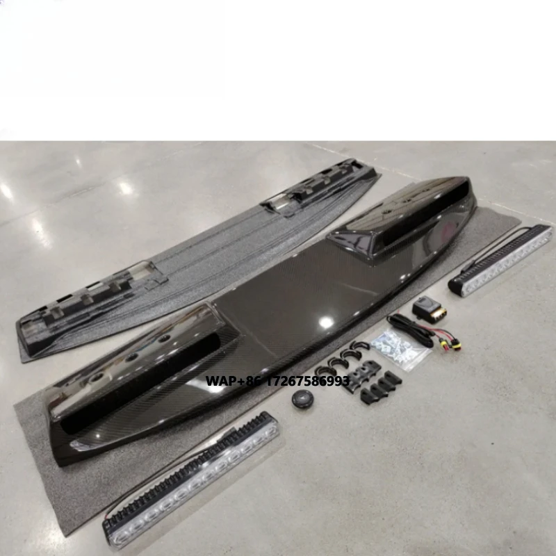 

High Quality Carbon Fiber & Gloss Black Material Defender 110/90 Roof Spoiler With Led Fit for Defender Car Exterior Wing