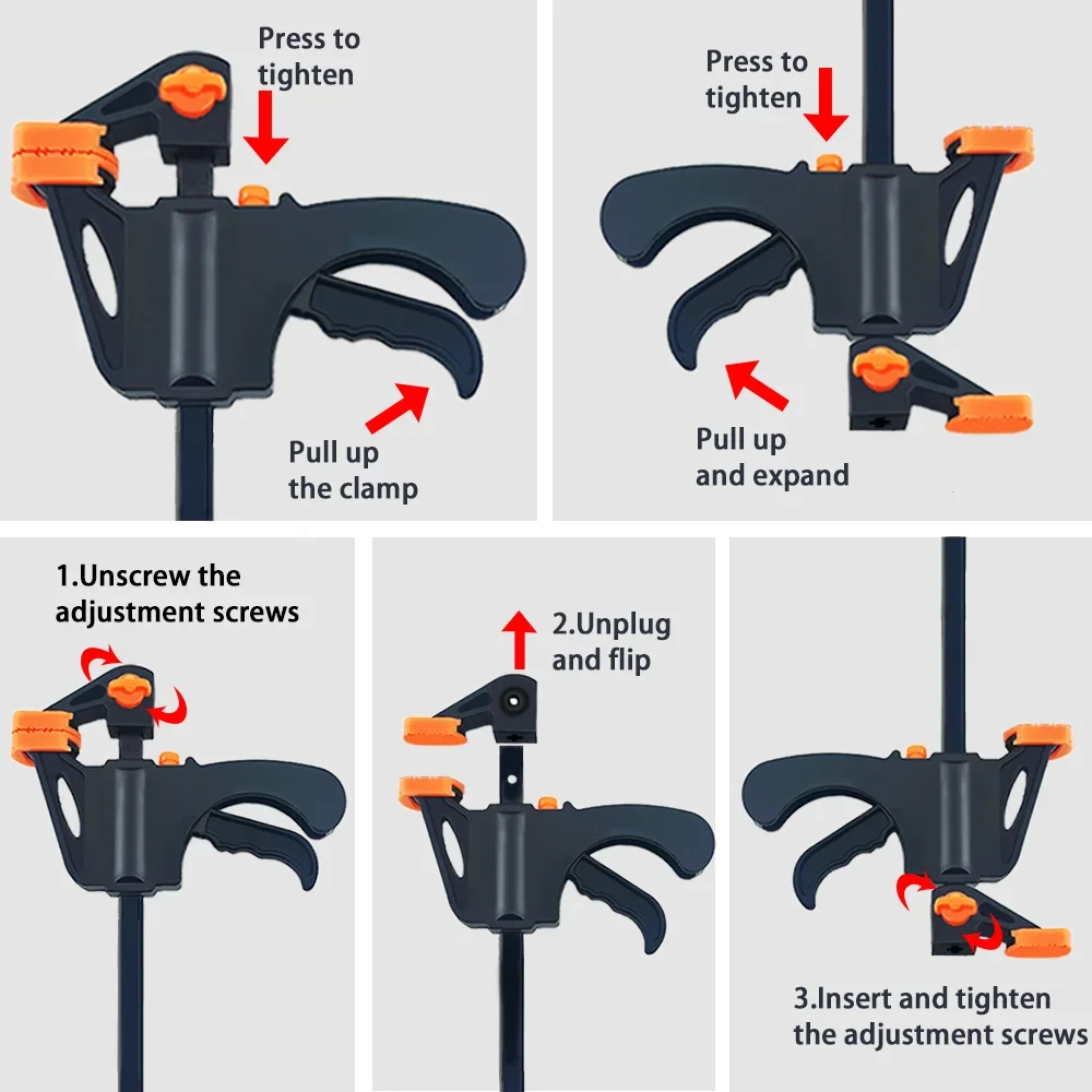 4/6/8 Inch F-Style Woodworking Clamps - Quick Fixed Nylon Work Bar Set for Glass & Wooden Board Connection - Portable Squeezing
