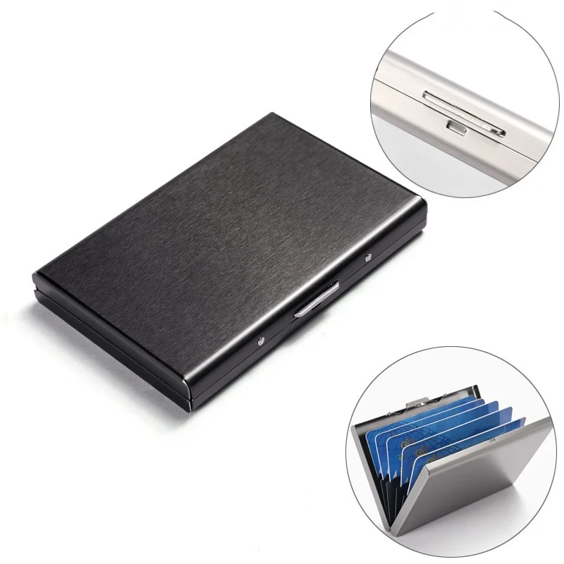 1pc Card Holder Men RFID Blocking Aluminum Metal Slim Wallet Money Bag Anti-scan Credit Card Holder Thin Case Small Male Wallet