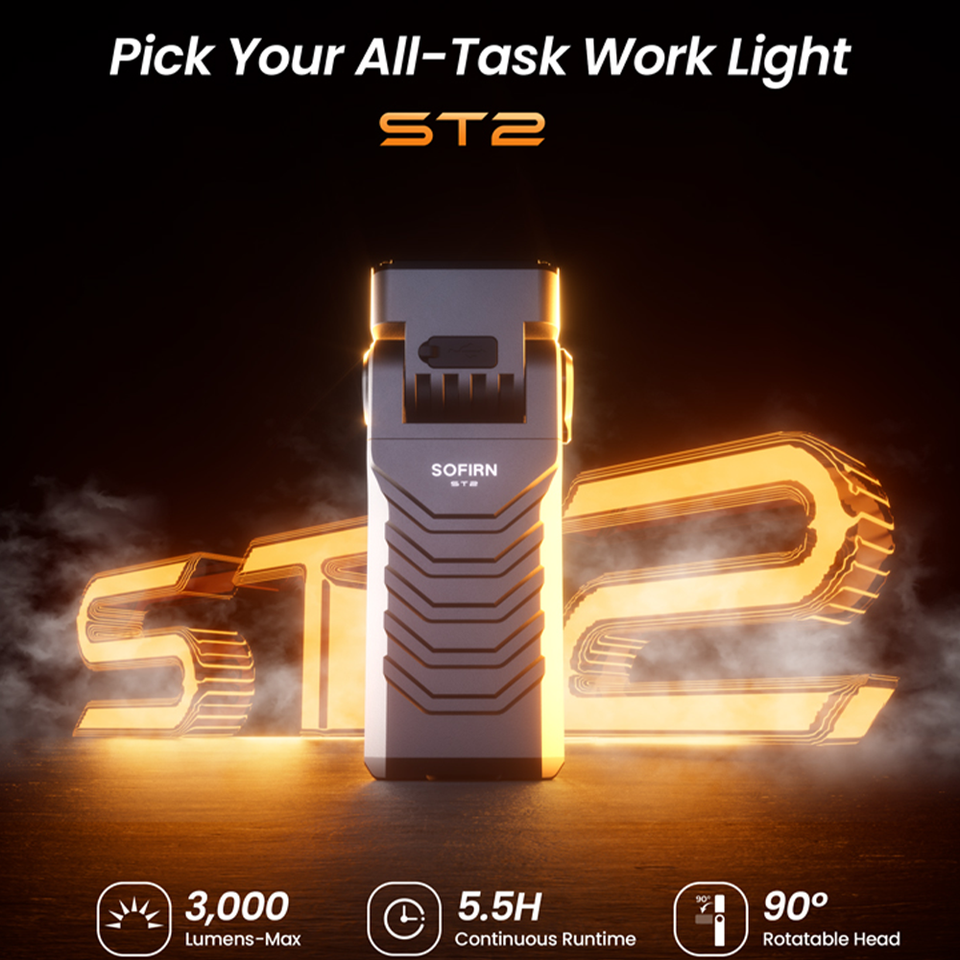  SOFIRN ST2 3000LM Rotery Flashlight SFT42R LED 6000K  Red Light 660nm with UV 365nm USB C Rechargeable EDC Torch 