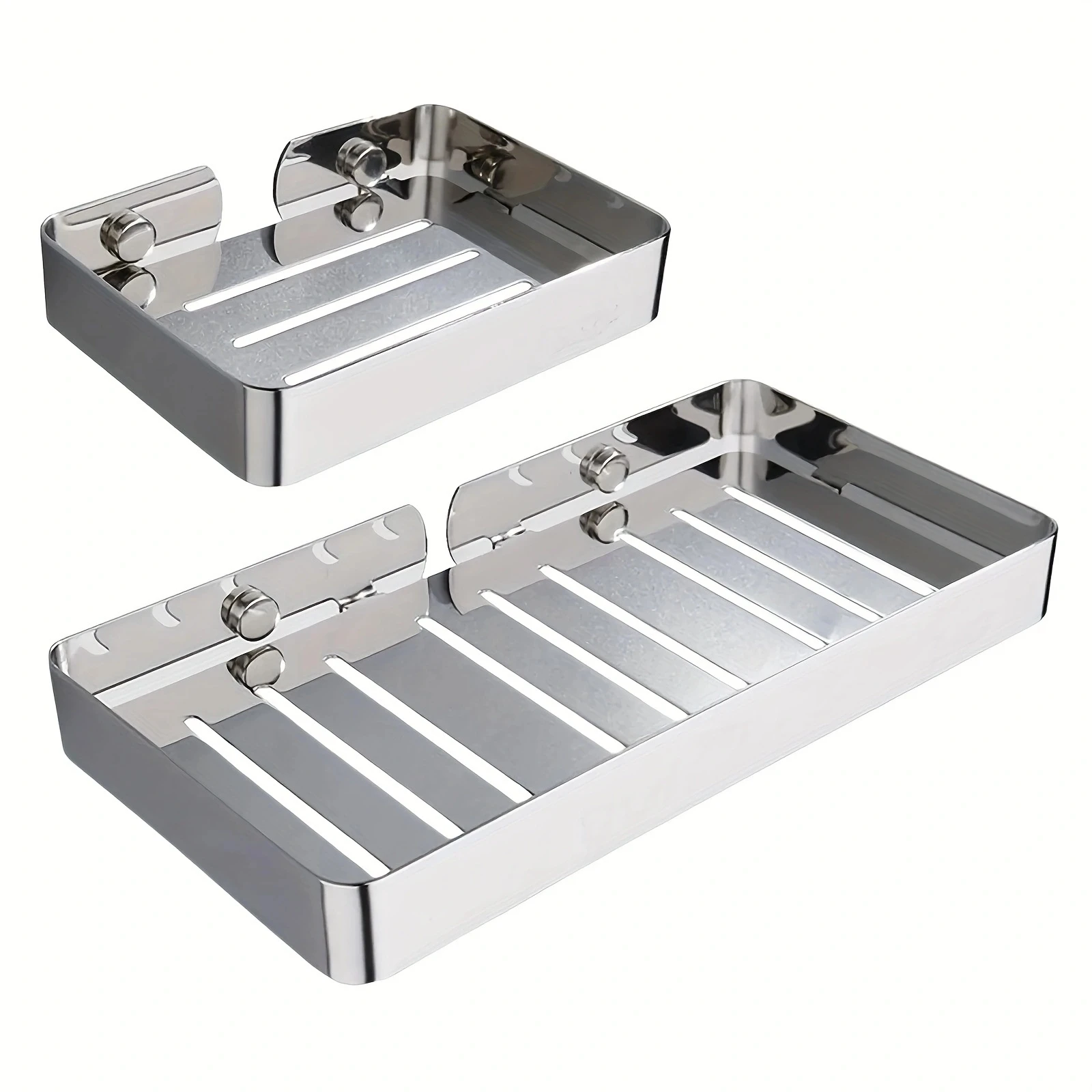 Stainless Steel Soap Box Rustproof Sponge Holder Silver Wall Mounted Soap Dish for Bath Shower Soap Shampoo  Bathroom Accessory